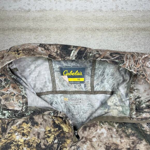 Vintage Cabelas Hunting Camo Jacket Polyester Quarter Zip Woodland 90s - Picture 3 of 3